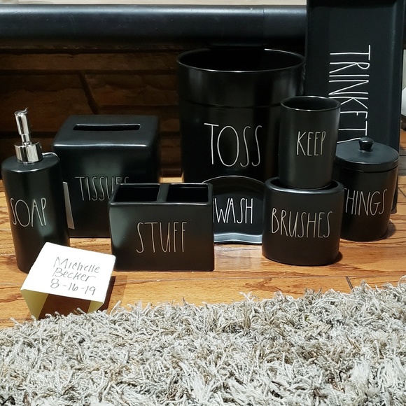 Rae Dunn Other - Rae Dunn black bathroom accessories